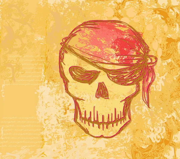 Skull Pirate - carta retro —  Fotos de Stock