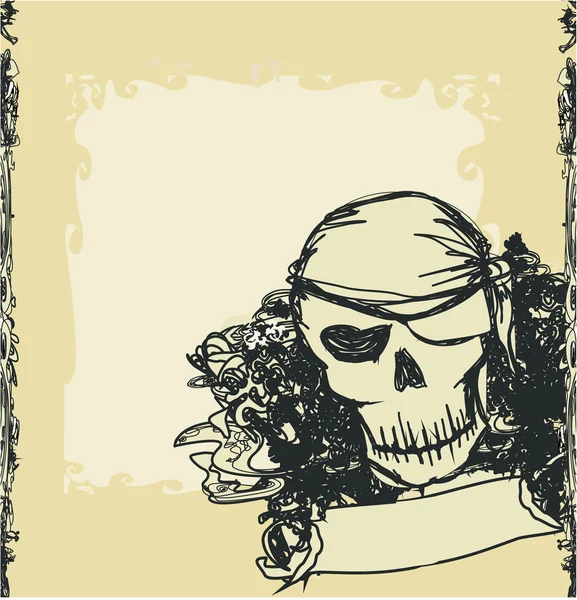骷髅海盗-复古卡 — 图库照片
