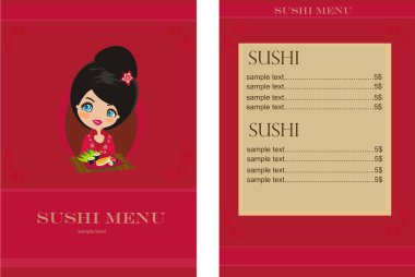 Template of sushi menu clipart