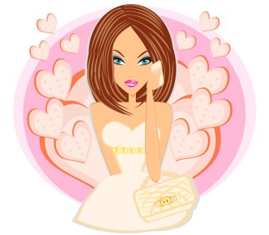 Cute sexy girl with shopping bag clipart