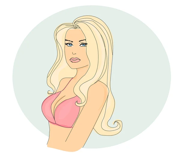 Handgezeichnetes Porträt einer schönen Frau im Bikini — Stockfoto