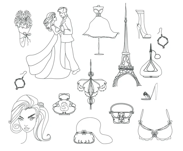 Parijs doodles set — Stockfoto