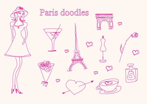 Paris doodles set — Stockfoto