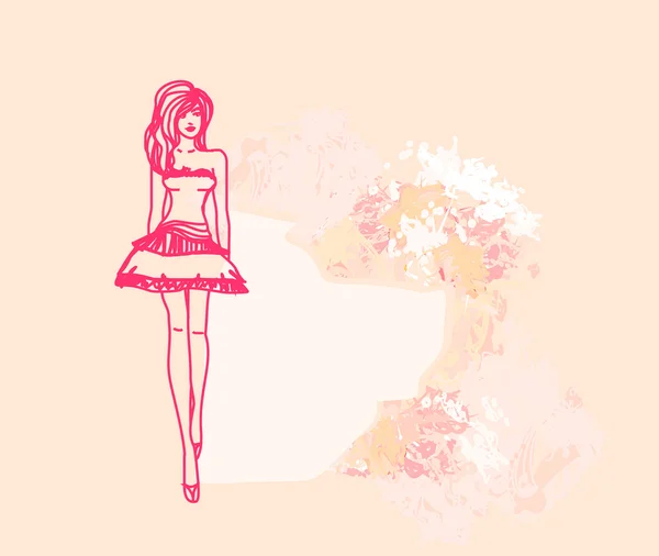 Fashion girl Shopping - doodle background — Stock Photo, Image
