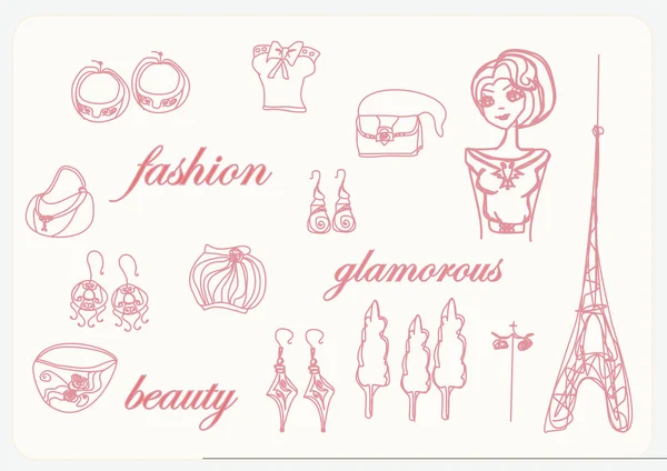 Paris fashion doodles set — Stock Photo, Image
