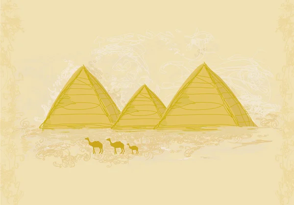 有金字塔的旧纸吉萨 — 图库照片