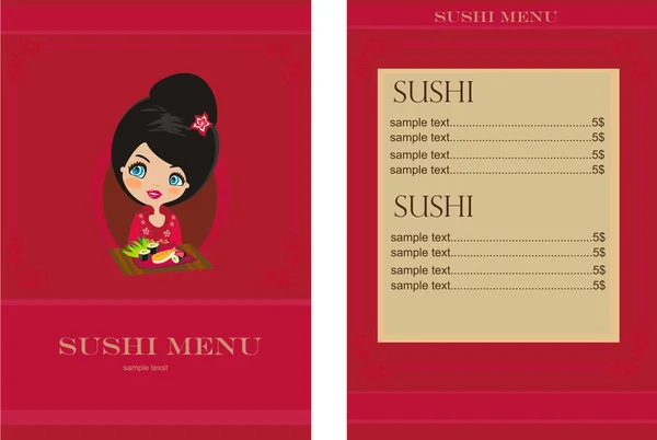 寿司メニューのテンプレート — ストック写真
