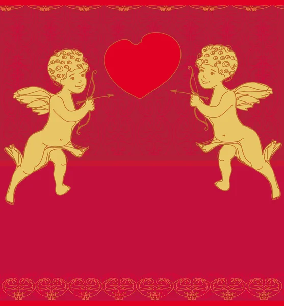 キューピッドと幸せのバレンタイン カード — ストック写真