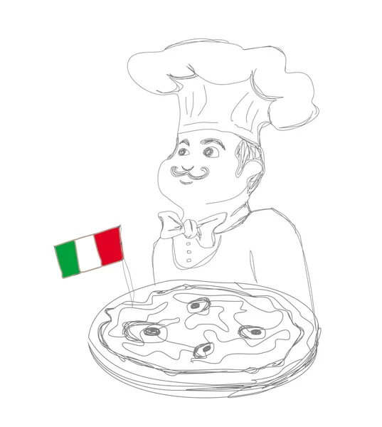 피자와 함께 요리사 — 스톡 사진