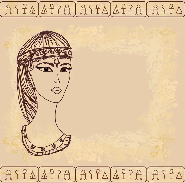 Papel velho com rainha egípcia — Fotografia de Stock