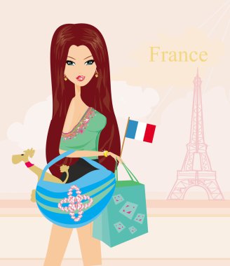 Beautiful women Shopping in Paris clipart