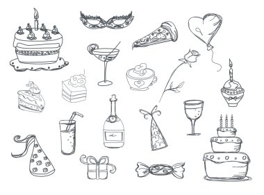 Set of Party doodles clipart