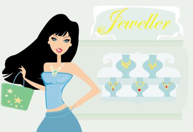 Girl and jewellerys clipart