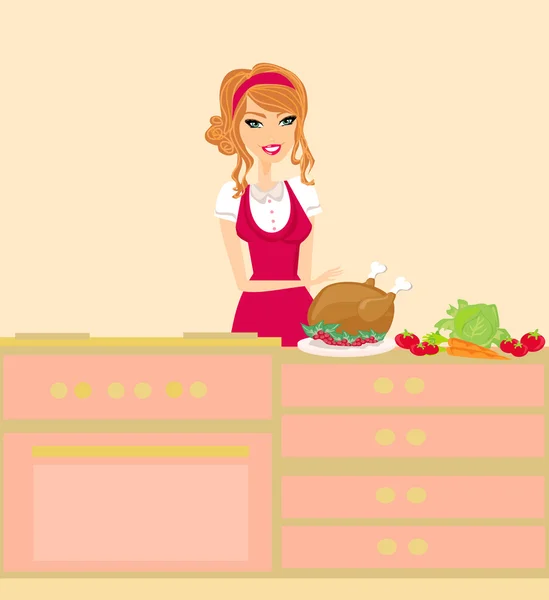 Hermosa señora cocina — Foto de Stock