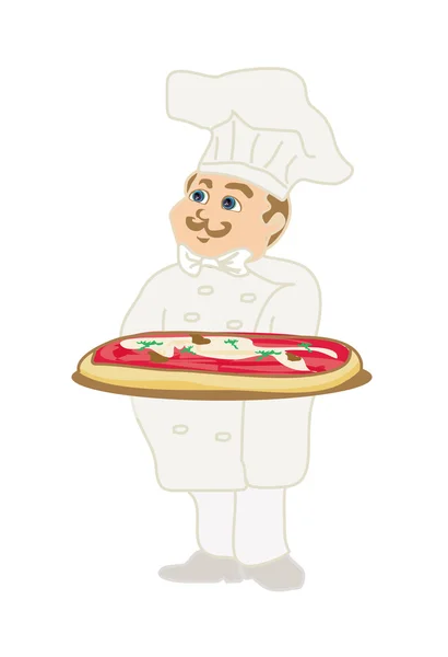 Koch mit Pizza — Stockfoto