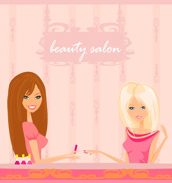 Young lady doing manicure in beauty salon — Stock Photo, Image