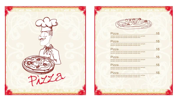 Піца меню шаблон — стокове фото