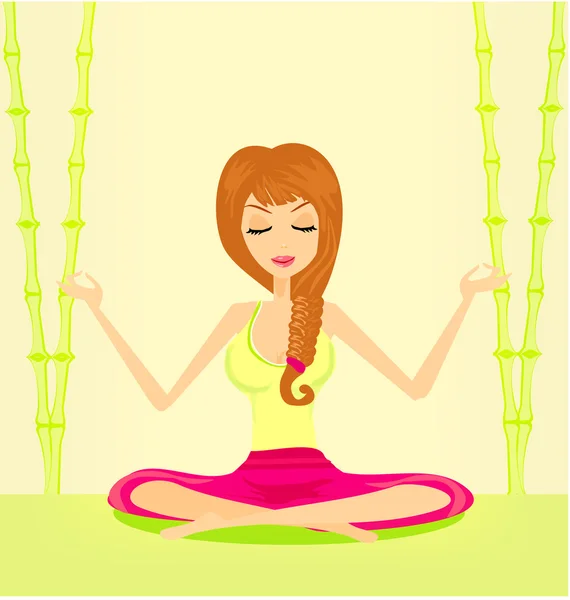 Yoga flicka i lotusställning — Stockfoto