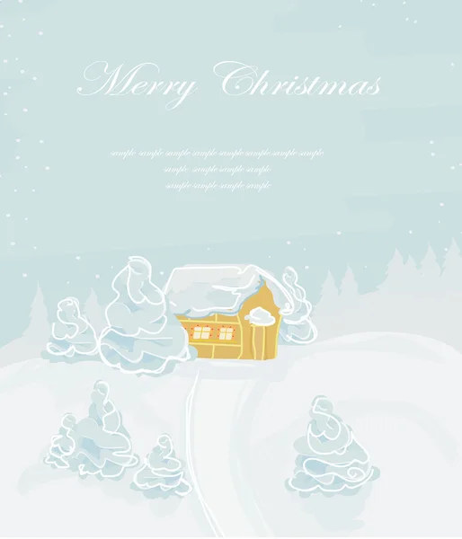Kerstavond in de dorpskaart — Stockfoto