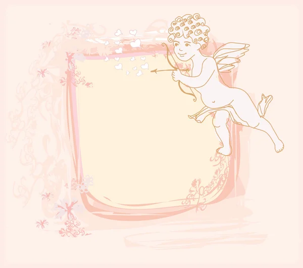 Happy valentine's day card with cupid — Stock Photo, Image