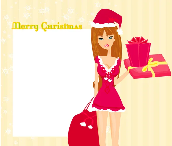 Piękny pin-up dziewczyna w Boże Narodzenie inspirowane kostium — Zdjęcie stockowe