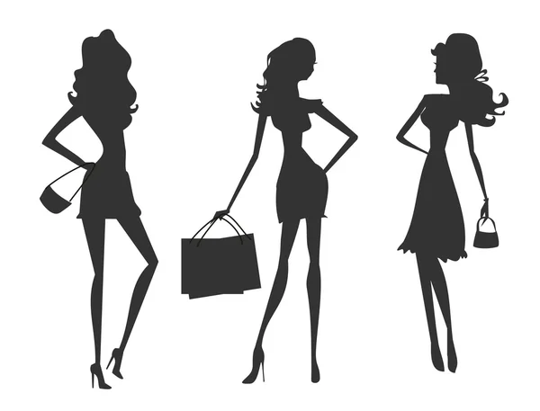 Mode Shopping Mädchen Silhouetten — Stockfoto