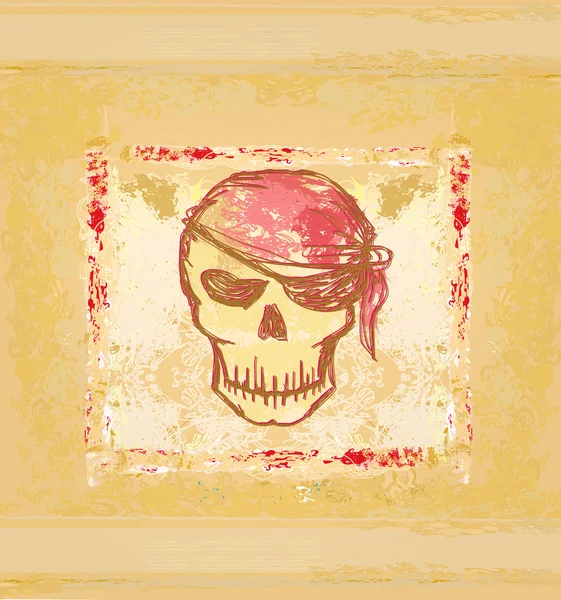 Skull Pirate - carta retro —  Fotos de Stock