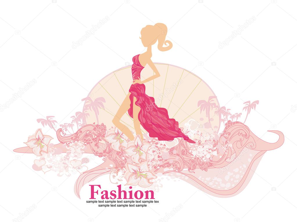 Abstract Beautiful floral fashion Woman