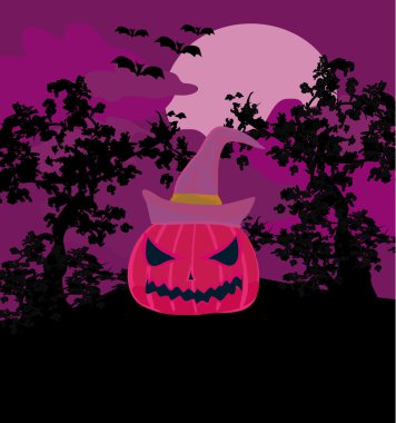  Halloween background with pumpkin and bat. Abstract Classical autumn card with Place for your text. clipart