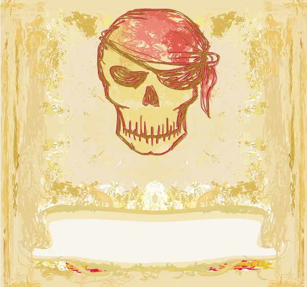 Skull Pirate - tarjeta grunge retro —  Fotos de Stock