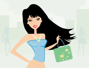 Fashion girl Shopping clipart