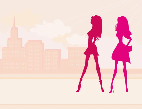 Moda ragazze Shopping silhouette — Foto Stock