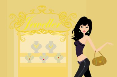 Girl and jewellerys clipart
