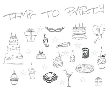 Set of Party doodles clipart