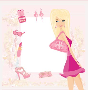 Fashion girl Shopping card clipart