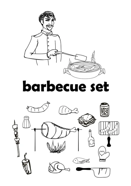 Barbecue pictogrammenset — Stockfoto