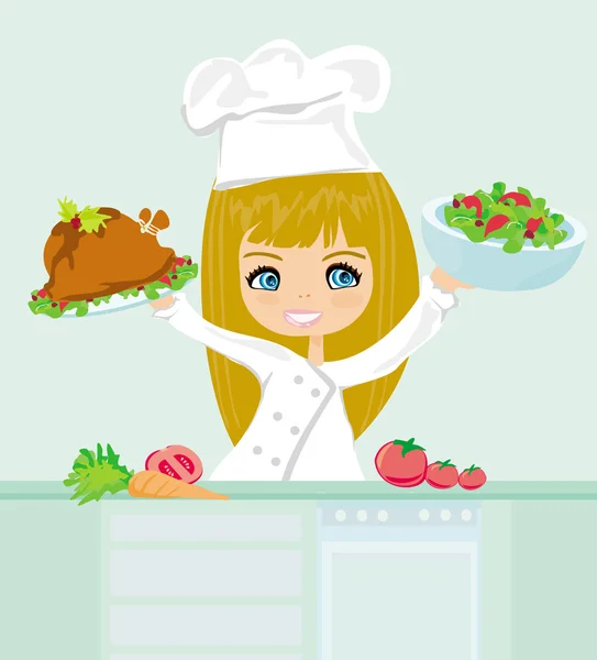 Menina bonita cozinhar — Fotografia de Stock