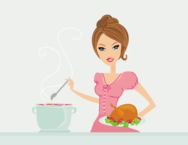 Bela senhora cozinhar — Fotografia de Stock