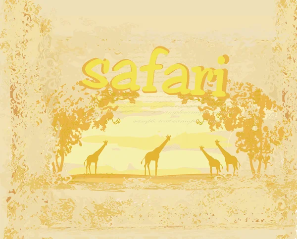 Grunge achtergrond met Afrikaanse fauna en flora — Stockfoto