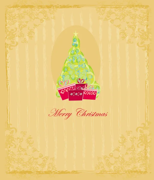 Soyut şık grunge Noel ağacı kartı — Stok fotoğraf