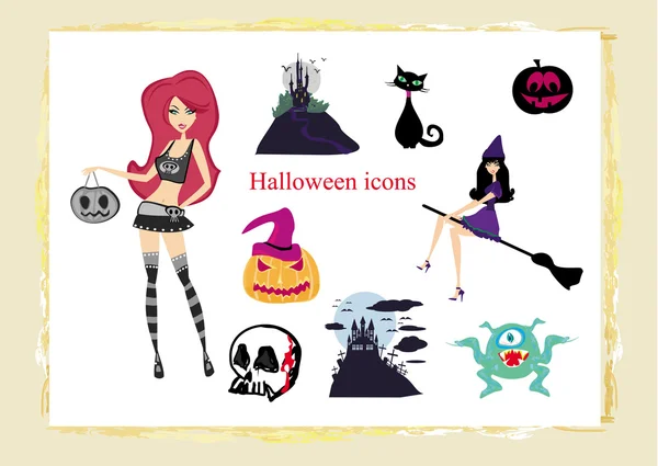 Set de iconos de Halloween — Foto de Stock