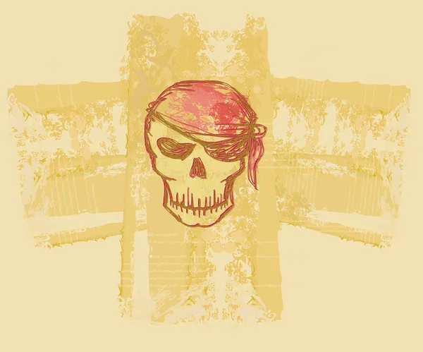 骷髅海盗-复古卡 — 图库照片