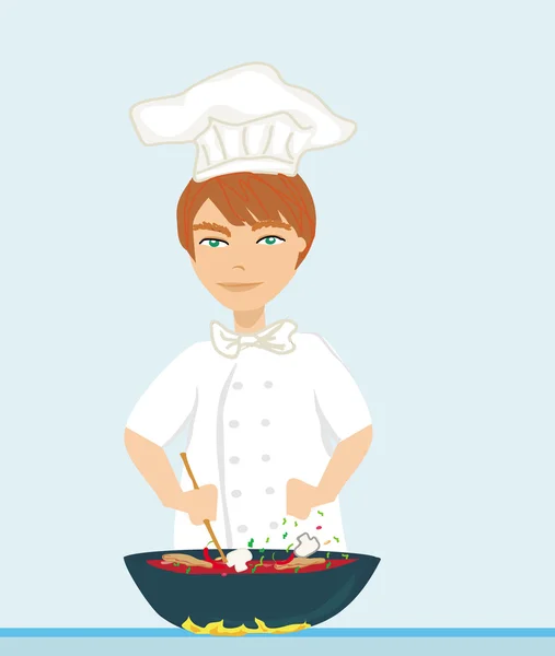 Illustration of young kitchen chef — Stock Photo, Image