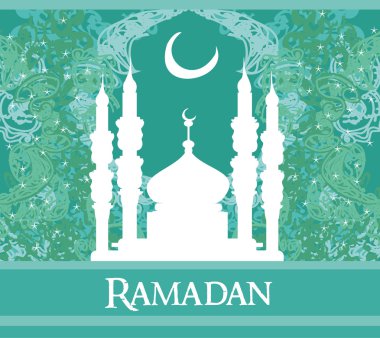 Ramadan background - mosque silhouette card