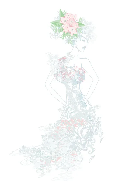 Absztrakt Gyönyörű virágos nő — Stock Fotó