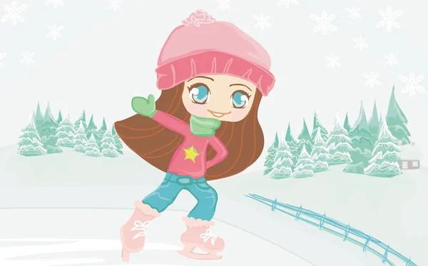 Dziewczynka na łyżwach — Zdjęcie stockowe