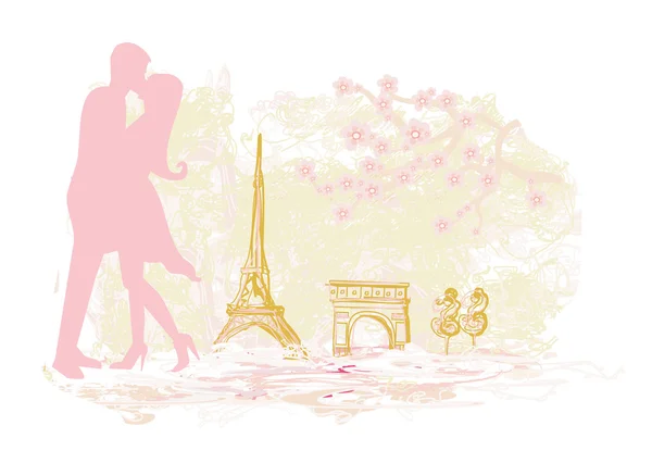 Casal romântico em Paris — Fotografia de Stock