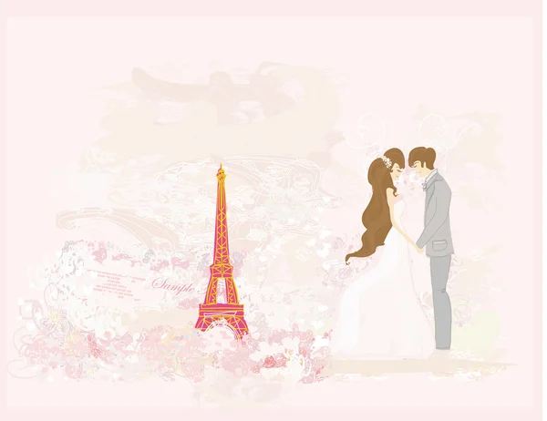 巴黎的一对浪漫情侣 — 图库照片