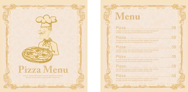 Піца меню шаблон — стокове фото