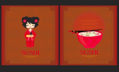 Template of traditional Japanese food menu clipart